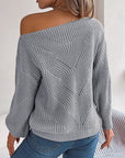 Gray Openwork Long Sleeve Sweater