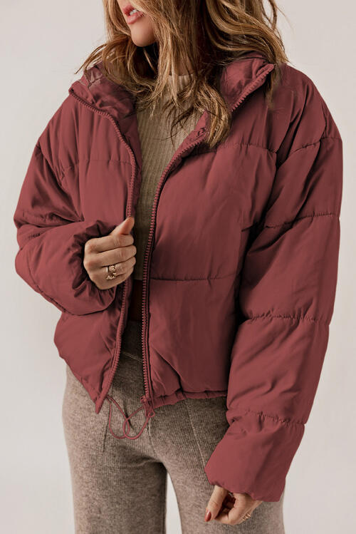 Sienna Zip Up Collared Neck Long Sleeve Winter Coat