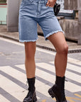 Rosy Brown Raw Hem Denim Shorts with Pockets Sentient Beauty Fashions Apparel & Accessories