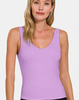 Rosy Brown Zenana V-Neck Slim Tank Sentient Beauty Fashions Apparel & Accessories