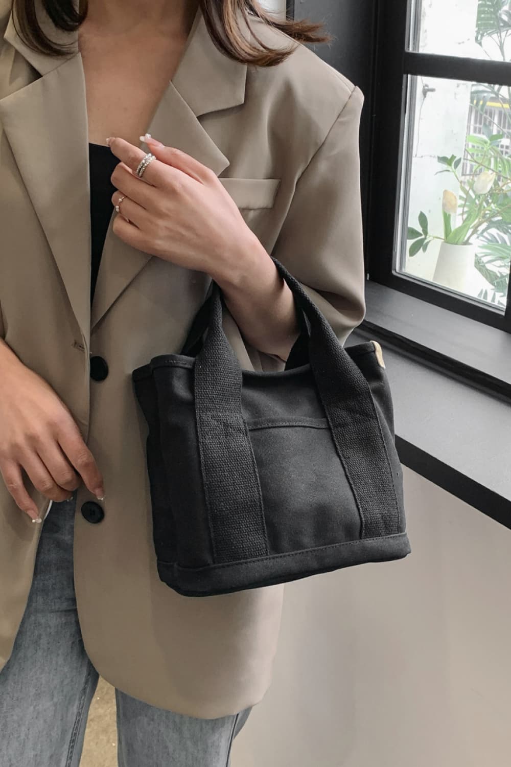 Dim Gray Small Canvas Handbag Sentient Beauty Fashions Apparel &amp; Accessories