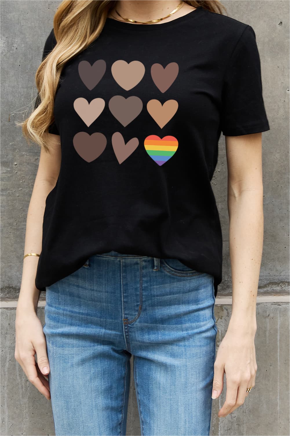 Dark Slate Gray Simply Love Full Size Heart Graphic Cotton Tee Sentient Beauty Fashions Apparel &amp; Accessories