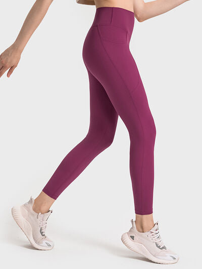 Lavender Double Take Wide Waistband Leggings Sentient Beauty Fashions Apparel &amp; Accessories