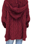 Saddle Brown Cable-Knit Hooded Sweater Sentient Beauty Fashions Apparel & Accessories