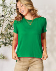 Sea Green Basic Bae Full Size Round Neck Short Sleeve T-Shirt Sentient Beauty Fashions Tops