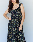 Black Doublju In The Garden Ruffle Floral Maxi Dress in  Black Yellow Floral