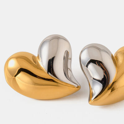 Beige Heart Shape Stainless Steel Stud Earrings Sentient Beauty Fashions Apparel &amp; Accessories