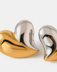 Beige Heart Shape Stainless Steel Stud Earrings Sentient Beauty Fashions Apparel & Accessories