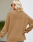 Rosy Brown Open Front Raglan Sleeve Pocketed Cardigan