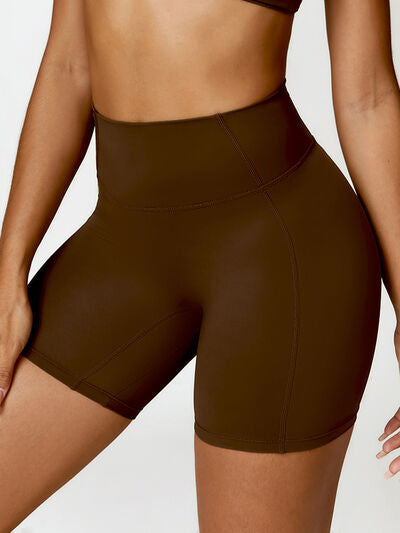 Saddle Brown High Waist Active Shorts Sentient Beauty Fashions Apparel &amp; Accessories