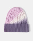 Lavender Contrast Tie-Dye Cable-Knit Cuffed Beanie Sentient Beauty Fashions *Accessories