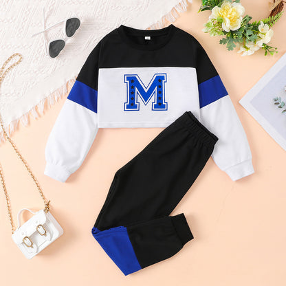 Color Block Round Neck Long Sleeve Top and Pants Set
