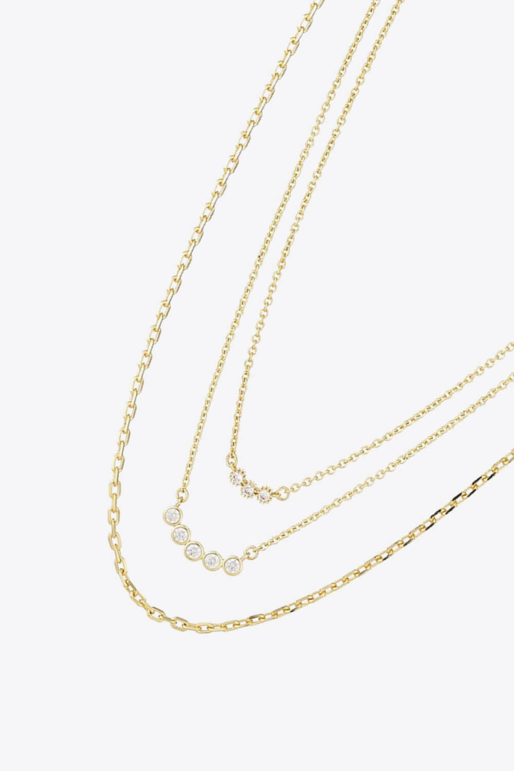 White Smoke Zircon Chain-Link Necklace Three-Piece Set Sentient Beauty Fashions Jewelry