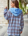 Gray Plaid Long Sleeve Hooded Jacket Sentient Beauty Fashions Apparel & Accessories