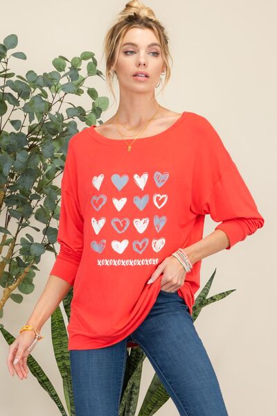 Dark Slate Gray Celeste Full Size Heart Graphic Long Sleeve T-Shirt Sentient Beauty Fashions Apparel &amp; Accessories