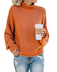 Chocolate Turtleneck Dropped Shoulder Sweater