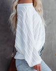 Gray Striped Ribbed Trim Round Neck Sweater Sentient Beauty Fashions Apparel & Accessories