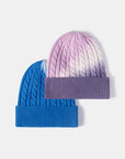 Dark Slate Blue Contrast Tie-Dye Cable-Knit Cuffed Beanie Sentient Beauty Fashions *Accessories