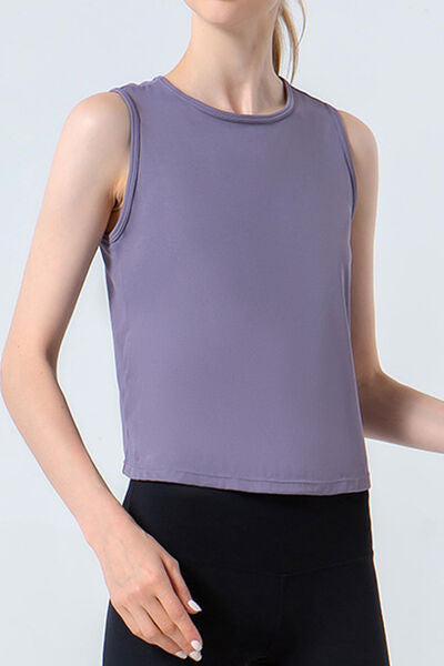 Light Gray Round Neck Active Tank Sentient Beauty Fashions Apparel &amp; Accessories