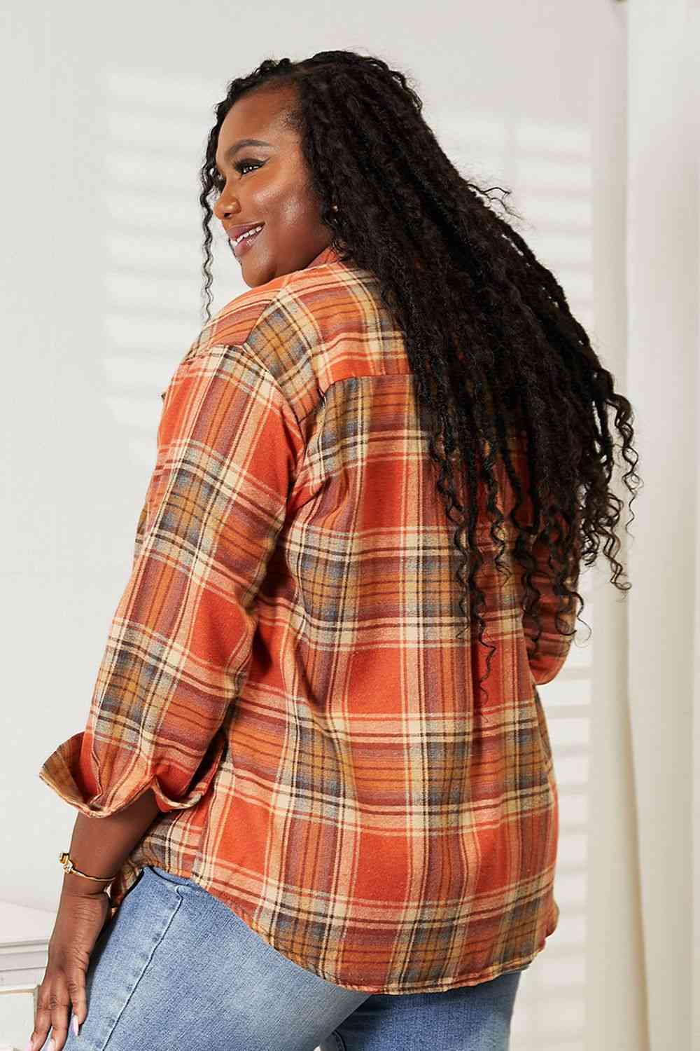 Light Gray Double Take Plaid Dropped Shoulder Shirt Sentient Beauty Fashions Apparel &amp; Accessories