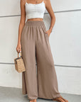 Gray Wide Waistband Relax Fit Long Pants Sentient Beauty Fashions Apparel & Accessories