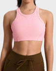 Pink Wide Strap Cropped Sport Tank