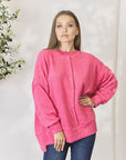Thistle Zenana Full Size Center Seam Long Sleeve Sweatshirt Sentient Beauty Fashions Apparel & Accessories
