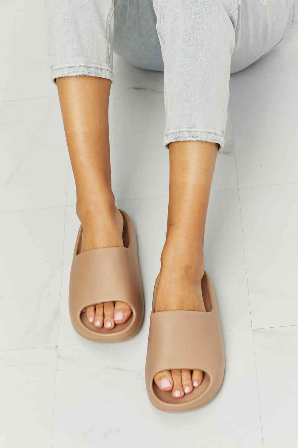 Light Gray NOOK JOI In My Comfort Zone Slides in Beige Sentient Beauty Fashions Shoes