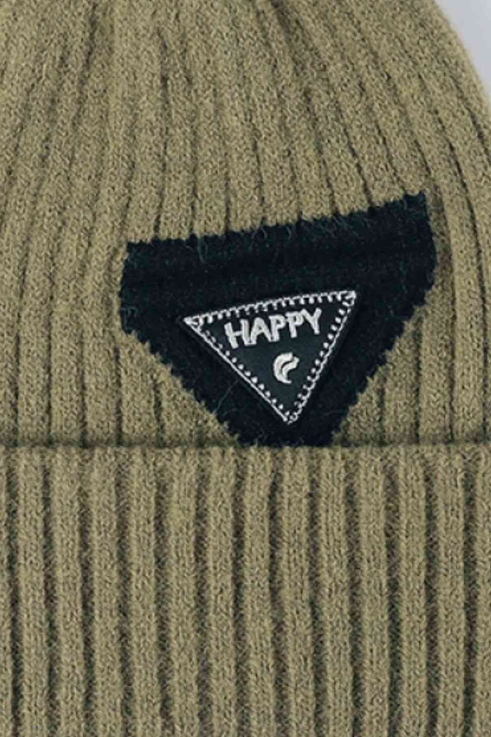 Dim Gray HAPPY Contrast Beanie