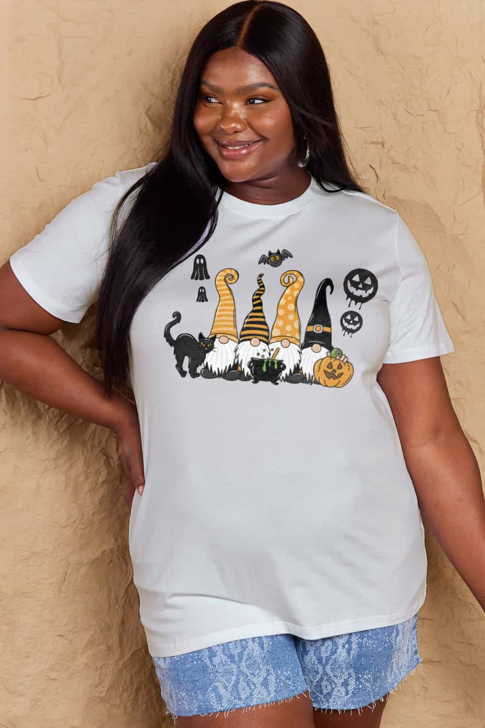 Rosy Brown Simply Love Full Size Halloween Theme Graphic Cotton Tee Sentient Beauty Fashions Apparel &amp; Accessories