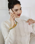 Gray Flower Shape Wristlet Alloy Closure Macrame Key Chain Sentient Beauty Fashions handmade