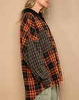 Tan POL Plaid Contrast Long Sleeve Raw Hem Shacket with Chest Pockets Sentient Beauty Fashions Apparel & Accessories