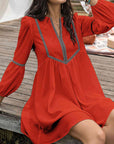 Sienna Notched Balloon Sleeve Mini Dress Sentient Beauty Fashions Dresses