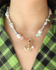 Tan Colorful Synthetic Pearl Necklace Sentient Beauty Fashions jewelry