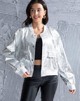 Dark Gray Snap Pocketed Cropped Jacket Sentient Beauty Fashions Apparel & Accessories