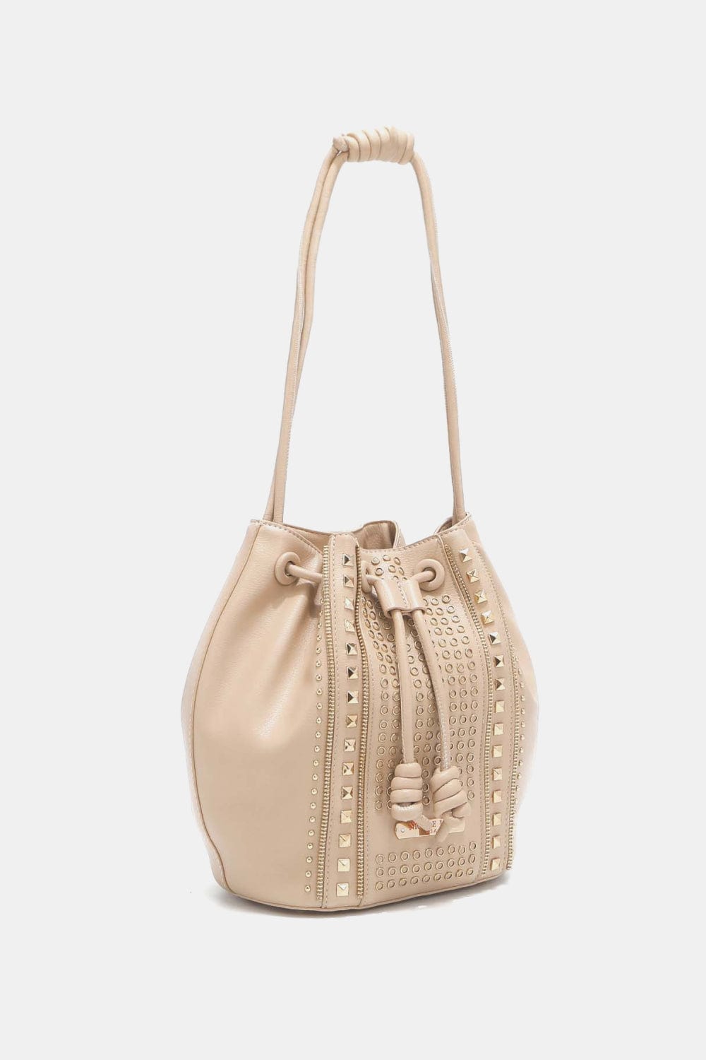 White Smoke Nicole Lee USA Amy Studded Bucket Bag