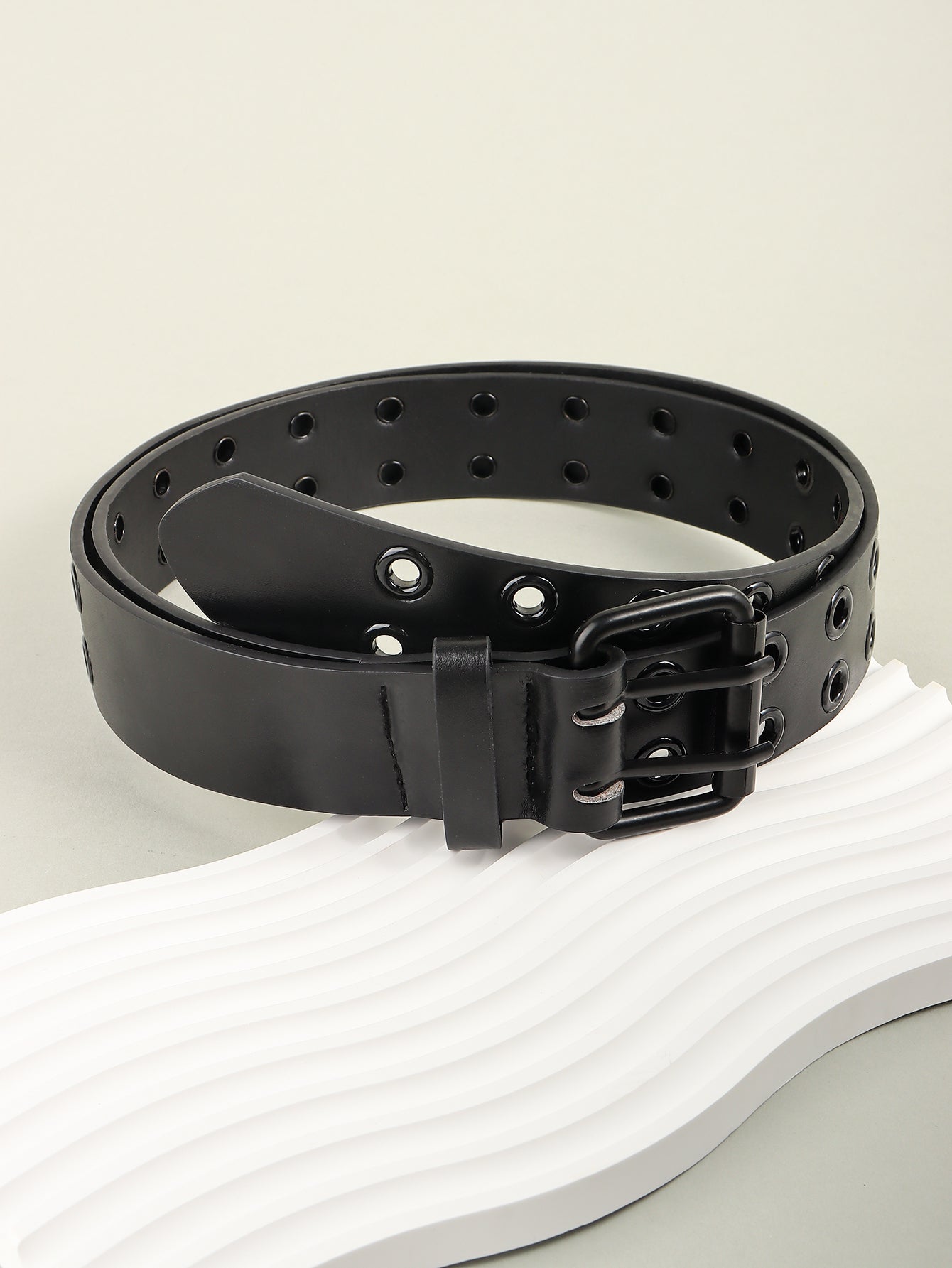 Dark Slate Gray Grommet PU Leather Belt Sentient Beauty Fashions *Accessories