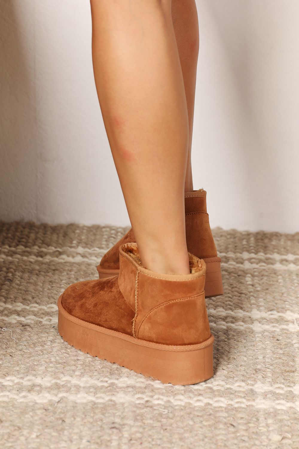 Gray Legend Women&#39;s Fleece Lined Chunky Platform Mini Boots Sentient Beauty Fashions shoes