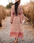 Rosy Brown Bohemian Surplice Neck Slit Dress Sentient Beauty Fashions Apparel & Accessories