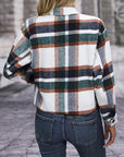 Dim Gray Plaid Button Up Jacket with Pockets Sentient Beauty Fashions Apparel & Accessories