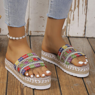 Dim Gray Open Toe Platform Sandals Sentient Beauty Fashions Shoes