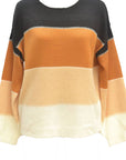 Chocolate Color Block Round Neck Sweater Sentient Beauty Fashions Apparel & Accessories