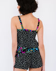 Black Printed Tied Tankini Set Sentient Beauty Fashions Swimwear
