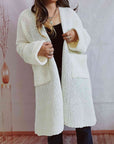 Dark Gray Open Front Long Sleeve Cardigan with Pockets Sentient Beauty Fashions Apparel & Accessories