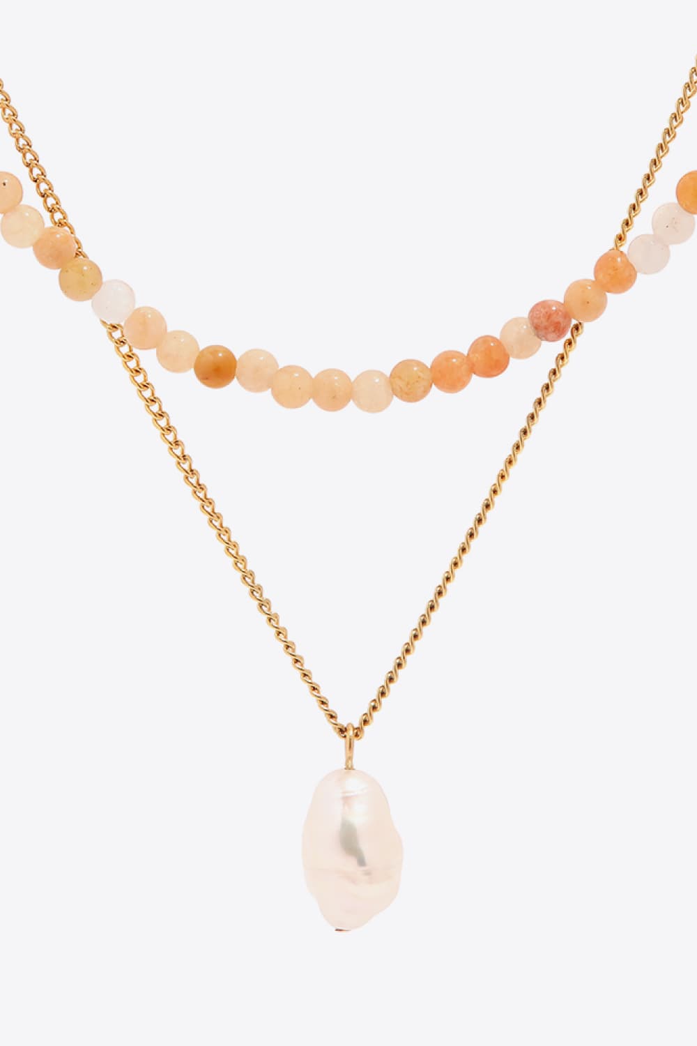 White Smoke Double-Layered Freshwater Pearl Pendant Necklace