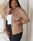 Rosy Brown Heimish Full Size Zip-Up Jacket with Pockets Sentient Beauty Fashions Apparel & Accessories