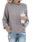 Dark Gray Turtleneck Dropped Shoulder Sweater