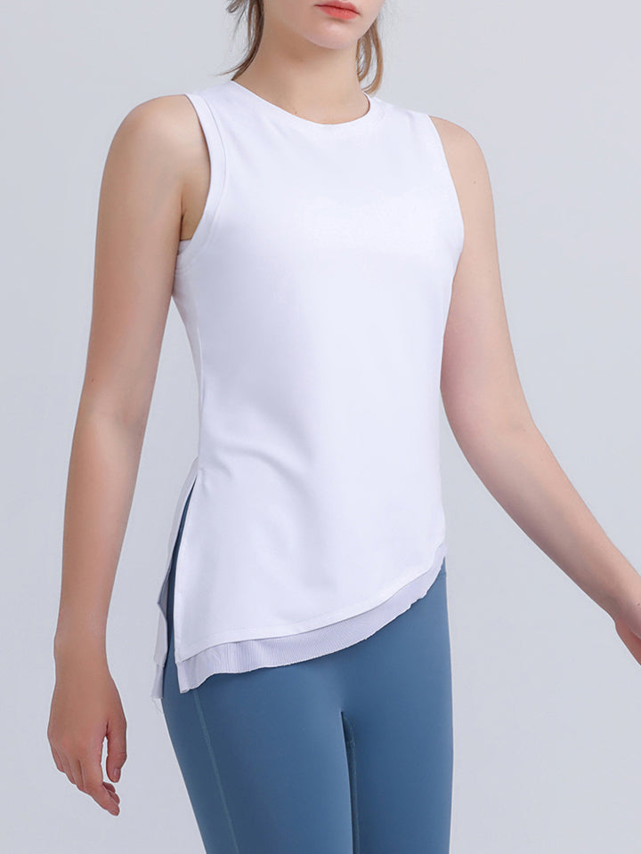 Light Gray Round Neck Sleeveless Sports Tank Top Sentient Beauty Fashions Apparel & Accessories