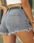 Rosy Brown Raw Hem Distressed Denim Shorts Sentient Beauty Fashions Apparel & Accessories