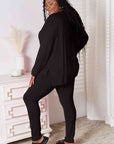 Light Gray Basic Bae Full Size V-Neck Soft Rayon Long Sleeve Top and Pants Lounge Set Sentient Beauty Fashions Pants